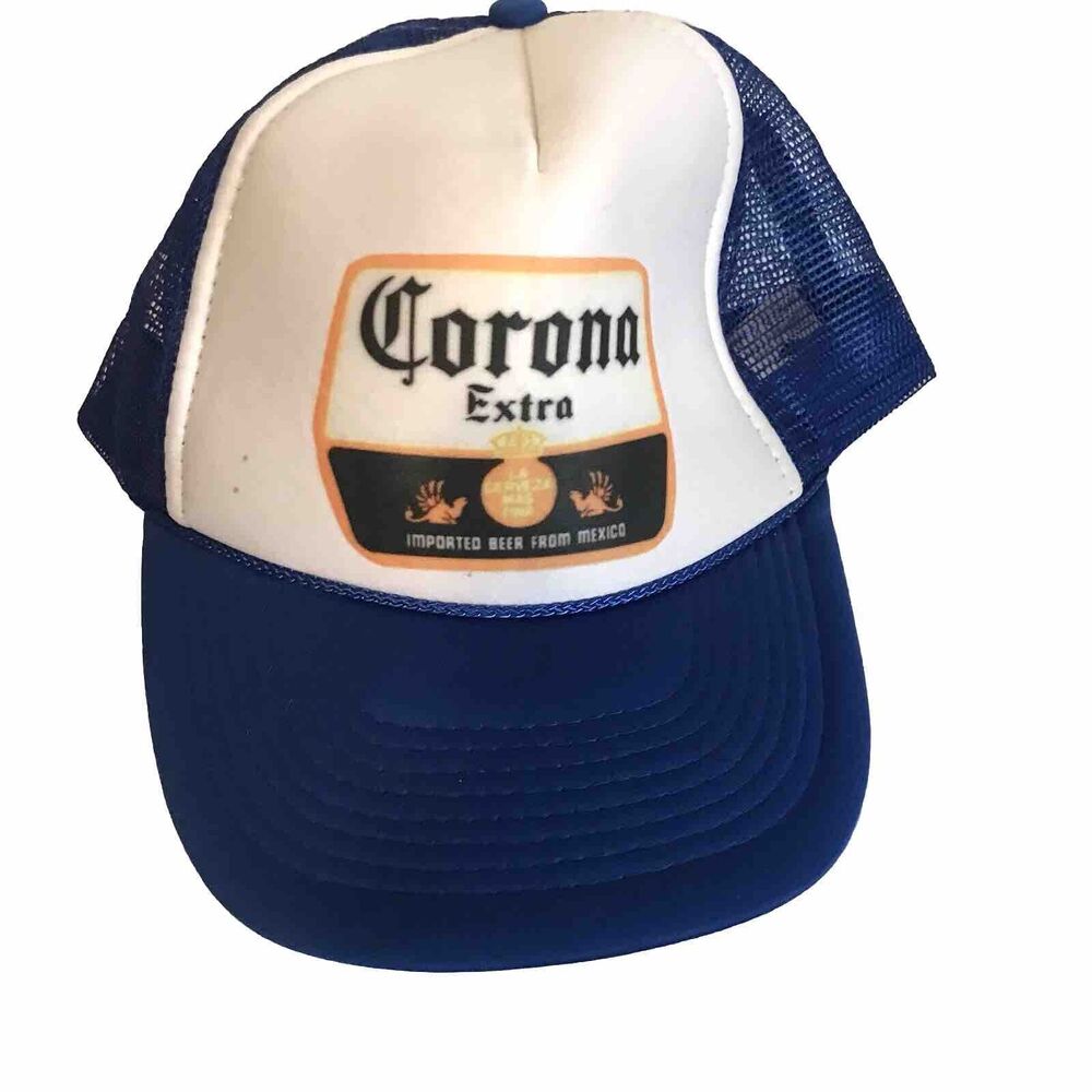 Nissun Corona Extra Hat Cap Snapback Adjustable Blue White Mesh Trucker Beer Men